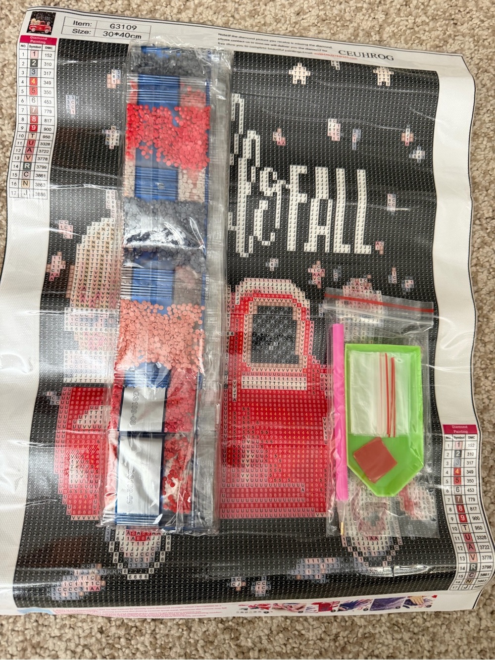 Diamond Painting Kit Fall Red Truck pumpkins 30 x 40 cm crafts